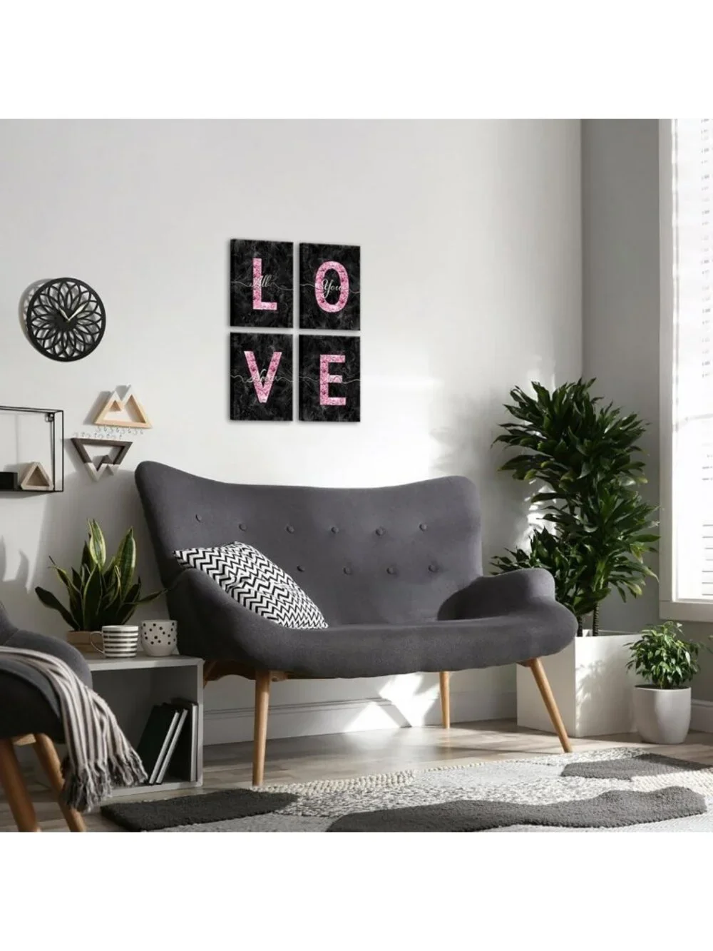 Glam Pink Canvas Wall Art - Love Quotes Decor for Girls' Bedroom & Bathroom